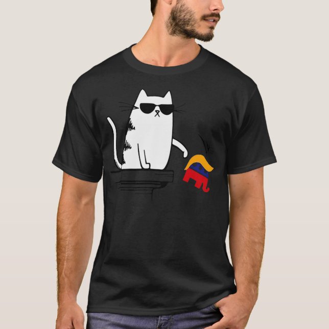 T-shirt Cool Cat Harris Walz Knock Over Trump Elephant Hai (Devant)