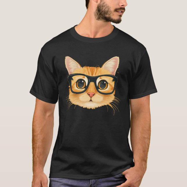 T-shirt Cool cat head wearing spectacles costume for cats  (Devant)