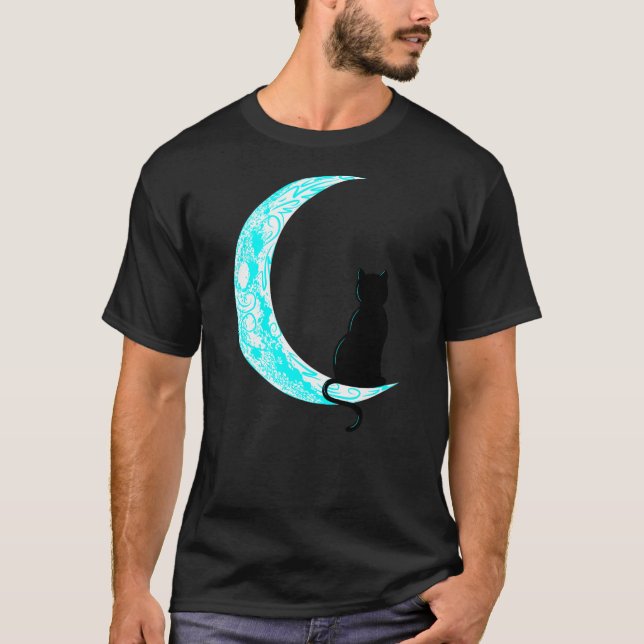 T-shirt Cool Cat in Moon - Ideal Gift for Cat Lovers (Devant)