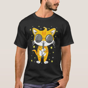 T-shirt Cool Cat Joue Des Animaux De Compagnie Clarinet Av