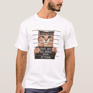 T-shirt Cool Chat Mugshot Drôle Drôle Cartoon Kitten Amate