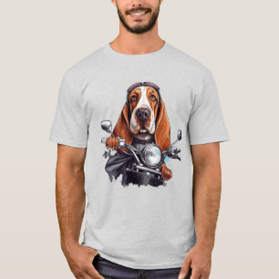 T-shirt Cool chien biker, joli basset hound chien conducte
