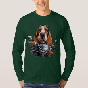 T-shirt Cool chien biker, joli basset hound chien conducte