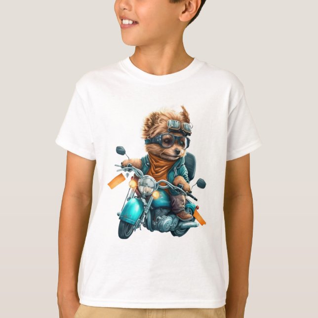 T-shirt Cool chien biker, mignon Yorkshire terrier chien c (Devant)