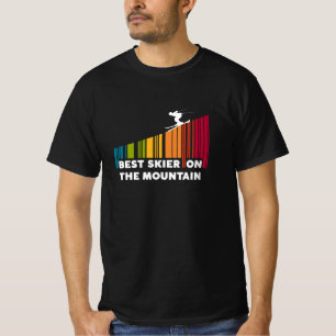 T-shirt Cool Code Barre Conception Meilleur Skieur Sur La