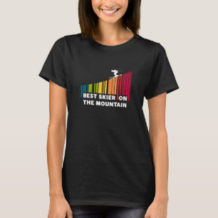 T-shirt Cool Code Barre Conception Meilleur Skieur Sur La