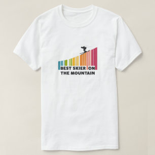 T-shirt Cool Code Barre Conception Meilleur Skieur Sur La 