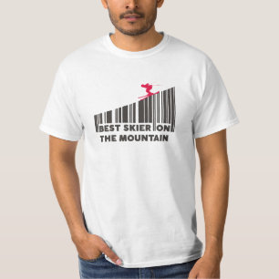 T-shirt Cool Code Barre Conception Meilleur Skieur Sur La