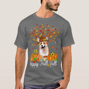 T-shirt Cool Corgi Automne Citrouilles Bonne Automne Yall-