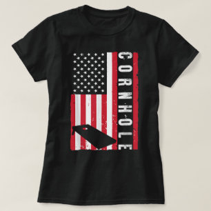 T-shirt Cool Cornhole Art American Flag Corn Trou Joueur