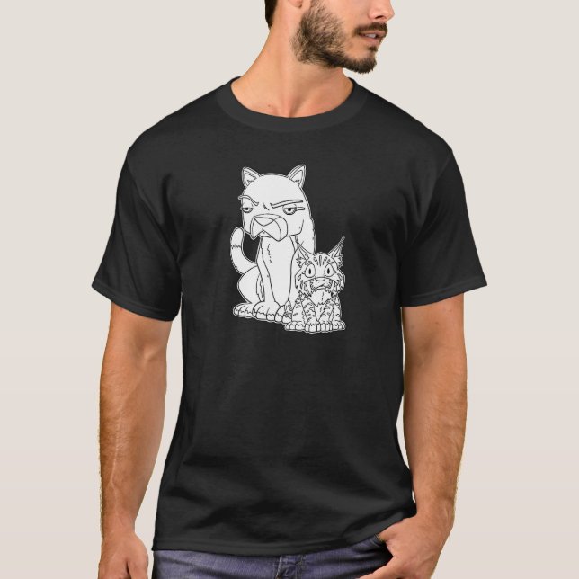 T-shirt Cool Cougar & Bobcat Furry Woodland Créatures (Devant)