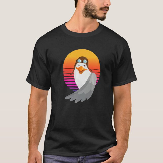T-shirt Cool Cute Seagull Ocean Sea Bird Animal Wing Gestu (Devant)
