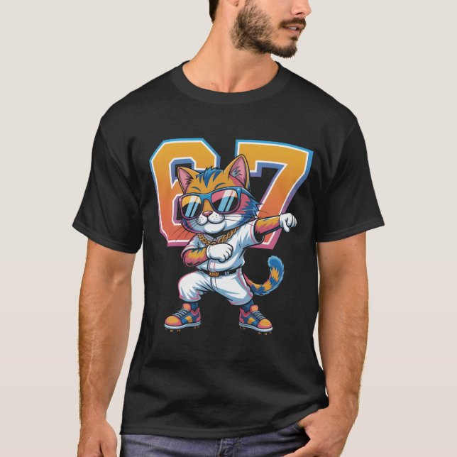 T-shirt Cool Dabbing Cat 67 Baseball Sports Fan Gift | Fun (Devant)