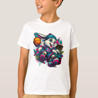 T-shirt cool de basket-ball Bunny pour enfants