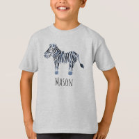 Cool de Boy Blue Watercolor Zebra Safari avec nom