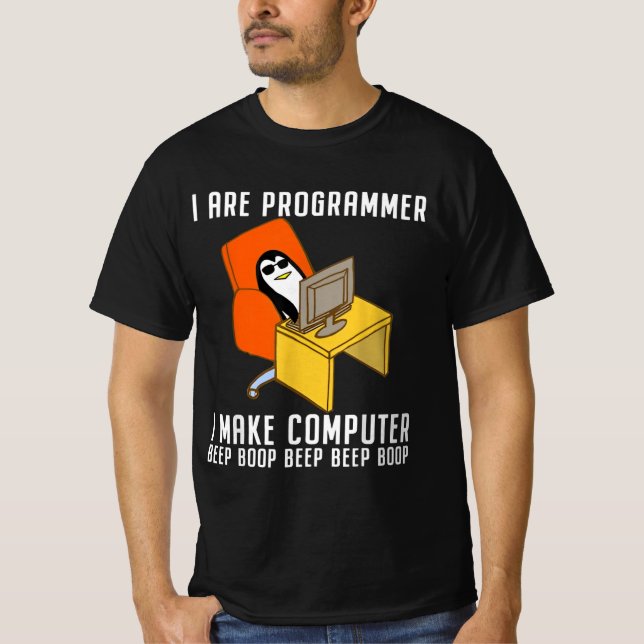 T-shirt Cool de codage de pingouin (Devant)