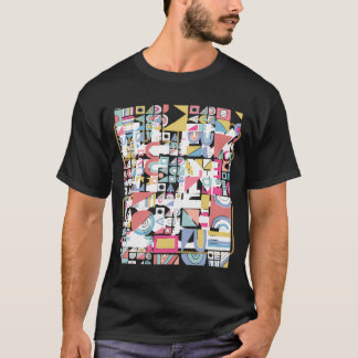 T-shirt Cool de Motif Art-Travail Abstrait de forme géomét