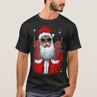 T-shirt Cool de pyjama de Noël afro-américain Père Noël No