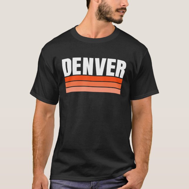 T-shirt Cool Denver Orange Striped Simple & Basic Minimal  (Devant)