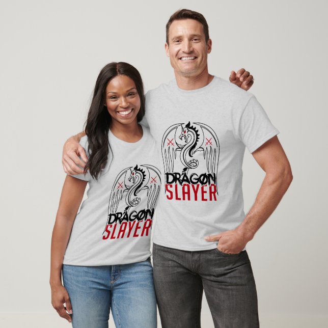 T-shirt cool dragon tueur mot art (Unisexe)