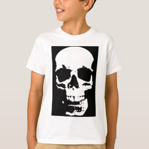 T-shirt Cool élégant de bruit de crâne noir et blanc d'art