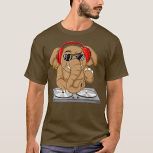 T-shirt Cool Elephant DJ Funny Party Animal Music Mixer