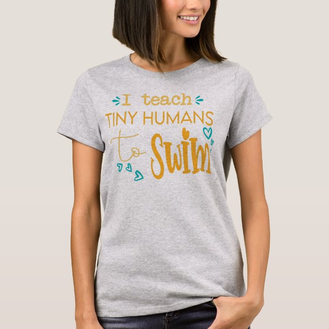 T-shirt cool entraîneur de natation J'enseigne aux humains (Devant)