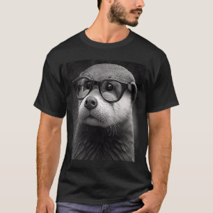 T-shirt Cool esthétique Otter Head Cool Otter avec verre s