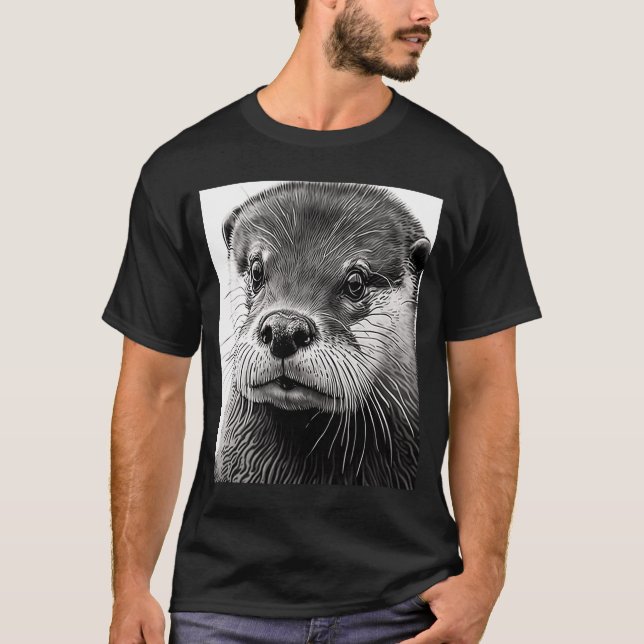 T-shirt Cool esthétique Otter Head Peint Mer Otter Face (Devant)