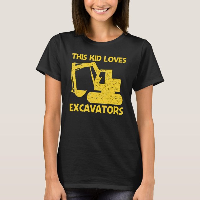 T-shirt Cool Excavator For Kids Boys Heavy Equipment Opera (Devant)