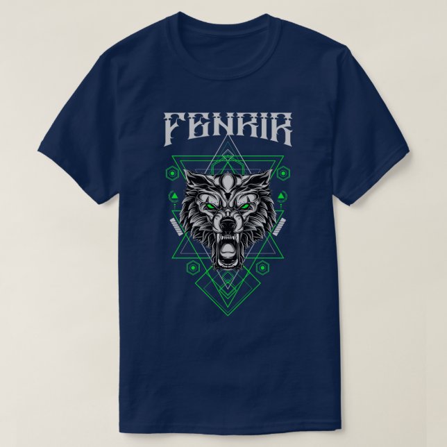 T-shirt Cool fenrir wolf conception géométrique (Design devant)
