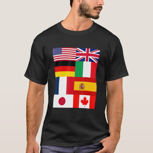 T-shirt Cool Flags of The World Illustration  Graphic Desi (Devant)
