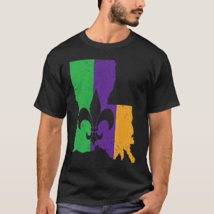 T-shirt Cool Fleur De Lis Mardi Carte de Louisiana Mardi G