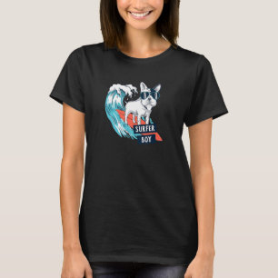T-shirt Cool Frenchie Bull Chien Surfer Boy Surfing équita