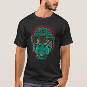 T-shirt Cool Fumer Tête Singe Gorille Bête Avec Glasse