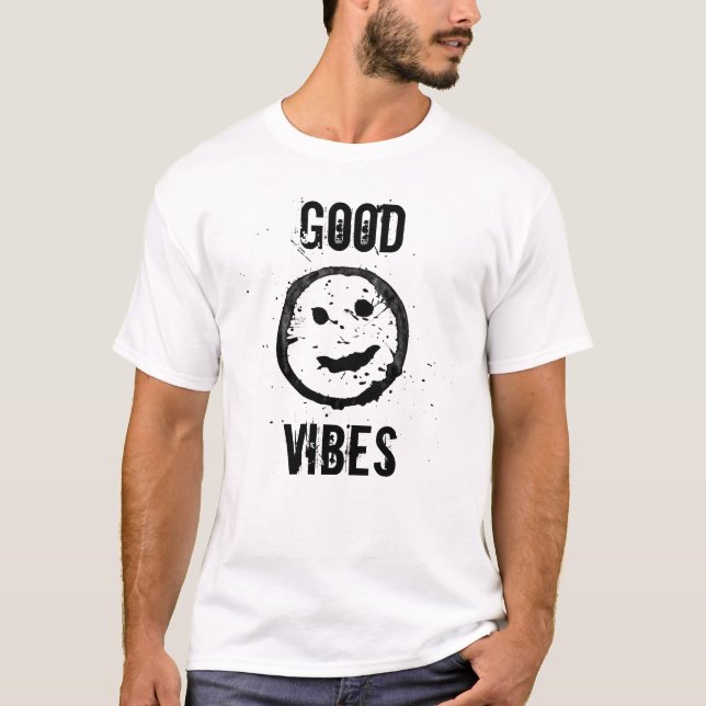 T-shirt Cool Fun Good vibes Smile face Custom text (Devant)