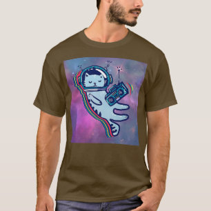 T-shirt Cool Funny Astronaut musique Cat illustration Grap