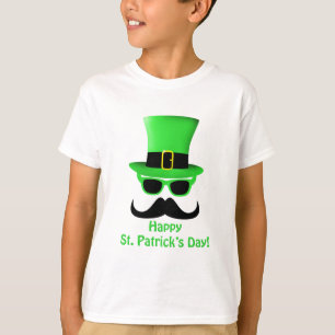 T-shirt Cool Funny St. Patrick's Day Mustache Top chapeau 