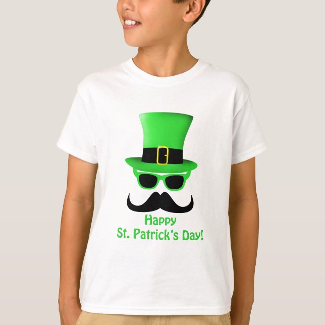 T-shirt Cool Funny St. Patrick's Day Mustache Top chapeau  (Devant)