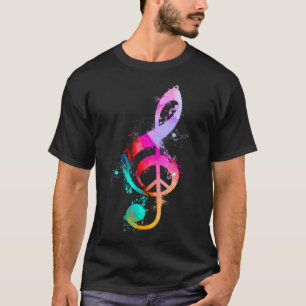 T-shirt Cool G Clef note musicale Paix Signal Hippie 60s