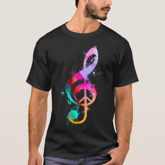 T-shirt Cool G Clef note musicale Paix Signal Hippie 60s
