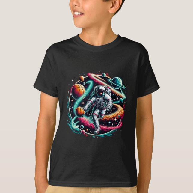 T-shirt Cool Galaxy Sketll Player Astronaut On Sketll  (Devant)