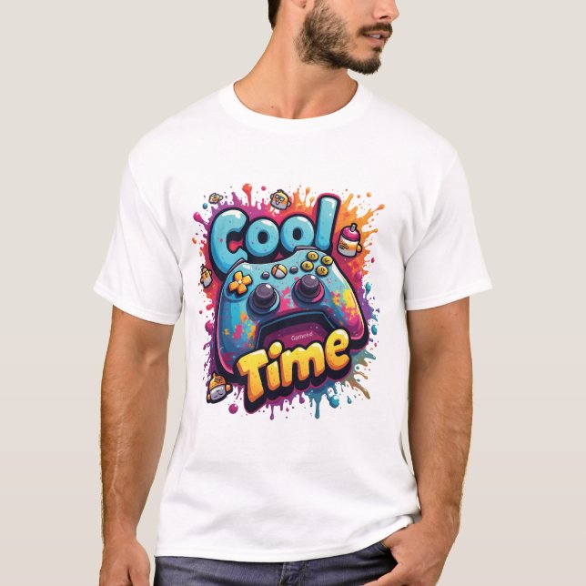 T-shirt Cool Game Time – Graffiti Gamer Splash Tee (Devant)