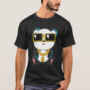 T-shirt Cool Gangsta Panda Bear Bling Bling Musique Hip ho