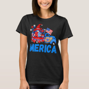 T-shirt Cool Gnome Patriotic Truck Drapeau Américain 4e De