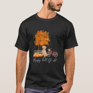 T-shirt Cool Golden Retriever avec Citrouille Happy Fall Y