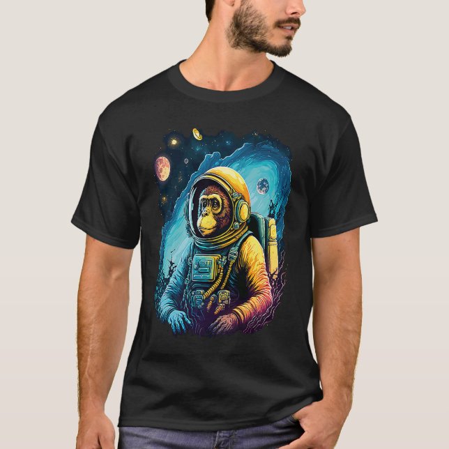 T-shirt Cool Graphic Space Chimp Monkey Astronaut Cosmonau (Devant)