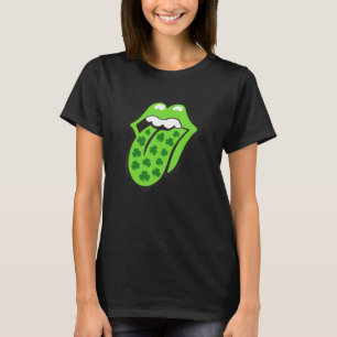 T-shirt Cool Green Lips Lucky Shamrock Irlandais Clover St