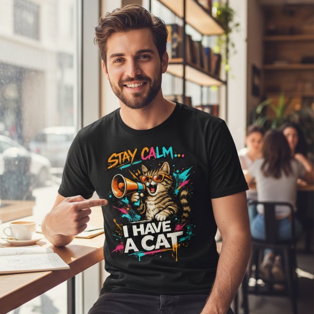 T-shirt Cool Grunge Amateur de Chats avec Mégaphon (Créateur téléchargé)