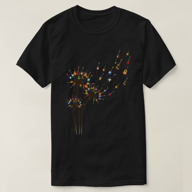 T-shirt Cool Guitare Dandelion Fleur Funny Musique Notes H (Design devant)